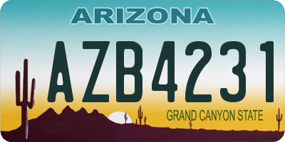 AZ license plate AZB4231