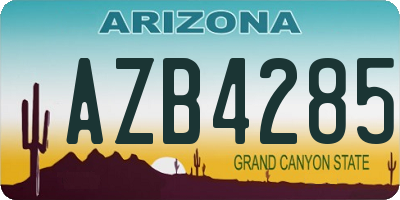 AZ license plate AZB4285
