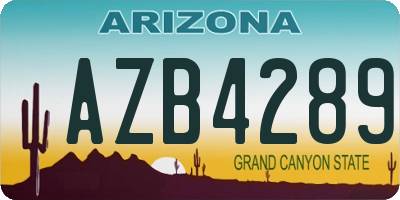 AZ license plate AZB4289