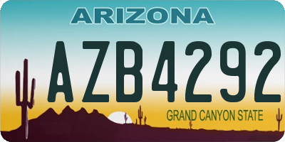 AZ license plate AZB4292