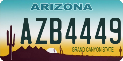 AZ license plate AZB4449
