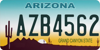 AZ license plate AZB4562