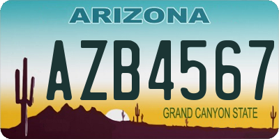 AZ license plate AZB4567