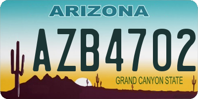 AZ license plate AZB4702