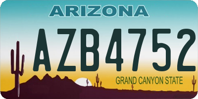 AZ license plate AZB4752