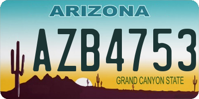 AZ license plate AZB4753