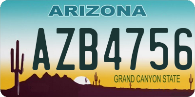 AZ license plate AZB4756