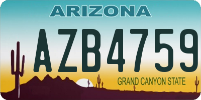 AZ license plate AZB4759