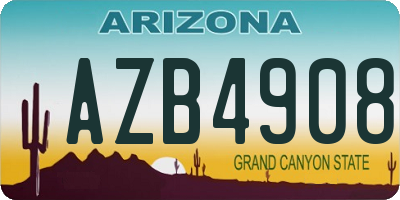 AZ license plate AZB4908