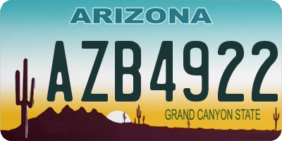 AZ license plate AZB4922