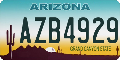 AZ license plate AZB4929