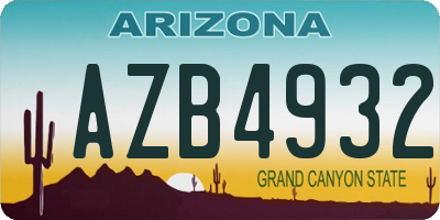 AZ license plate AZB4932