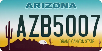 AZ license plate AZB5007