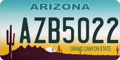 AZ license plate AZB5022