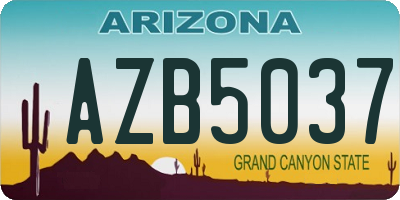 AZ license plate AZB5037