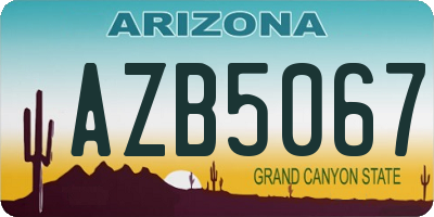 AZ license plate AZB5067
