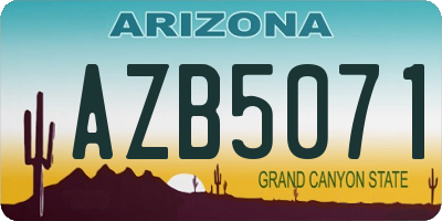AZ license plate AZB5071