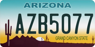 AZ license plate AZB5077