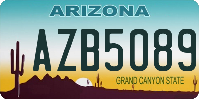 AZ license plate AZB5089