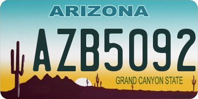 AZ license plate AZB5092