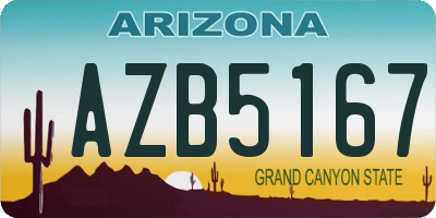 AZ license plate AZB5167