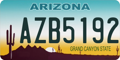 AZ license plate AZB5192