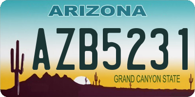 AZ license plate AZB5231