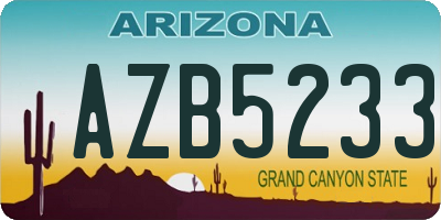 AZ license plate AZB5233