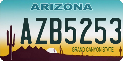 AZ license plate AZB5253