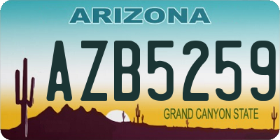AZ license plate AZB5259