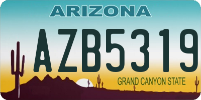 AZ license plate AZB5319