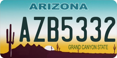 AZ license plate AZB5332
