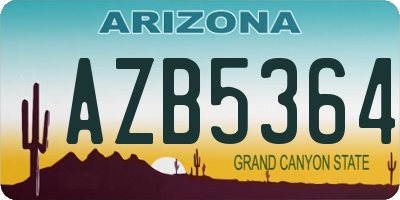 AZ license plate AZB5364