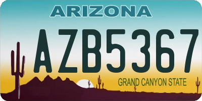 AZ license plate AZB5367