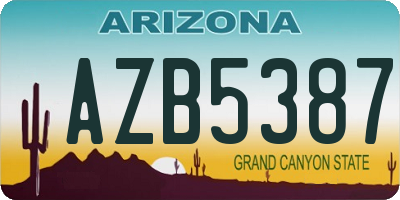 AZ license plate AZB5387