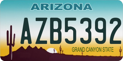 AZ license plate AZB5392
