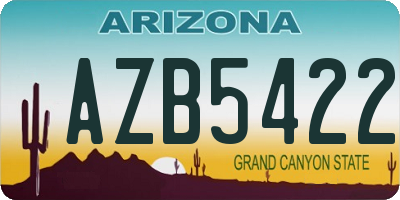 AZ license plate AZB5422