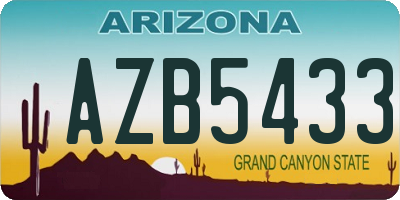 AZ license plate AZB5433
