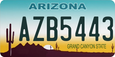 AZ license plate AZB5443
