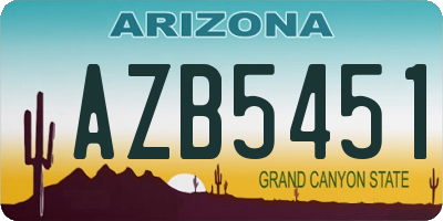 AZ license plate AZB5451