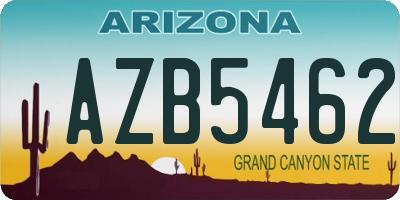 AZ license plate AZB5462