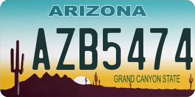 AZ license plate AZB5474