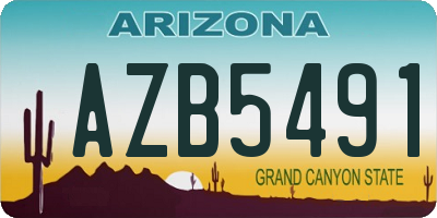 AZ license plate AZB5491
