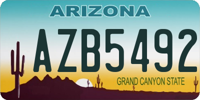 AZ license plate AZB5492