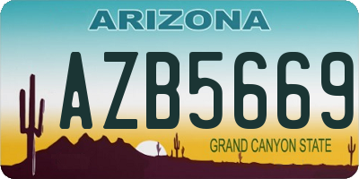AZ license plate AZB5669