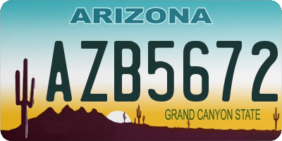 AZ license plate AZB5672
