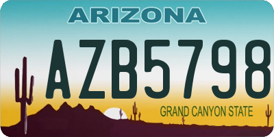 AZ license plate AZB5798