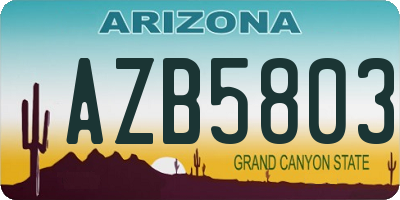 AZ license plate AZB5803