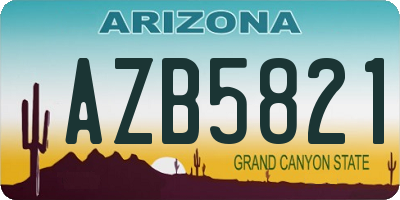 AZ license plate AZB5821