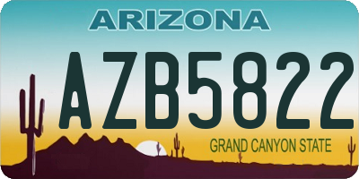 AZ license plate AZB5822